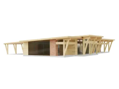 Modern Wood Cabin Low-poly 3D model