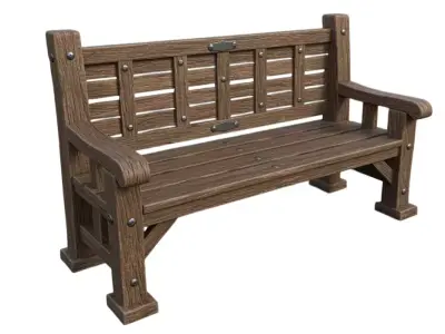 Wooden Park Bench Game Ready Environment Prop 3D model