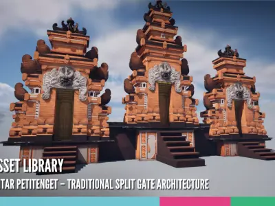 Candi Bentar Petitenget Traditional Split Gate Architecture 3D model