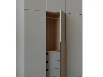 Closed 2 wardrobe with doors and drawers 3D model
