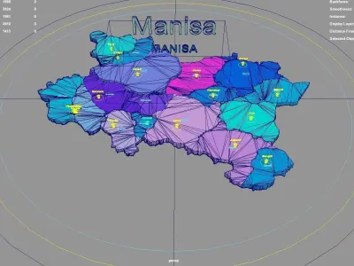 Manisa  Aegean Region  Turkey map region geography political 3D model