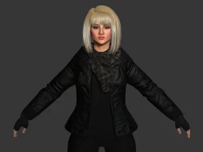 Emely -Blonde American Woman Rider Outfit Realistic 3D Character Low-poly 3D model