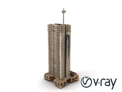 Gutted Hotel Skyscraper Ruins model pack Low-poly 3D model