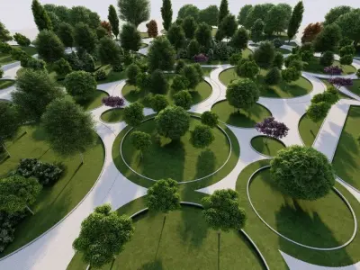 park-public park-Private Park Landscape 3D model