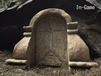 RedStone Door with Ornaments Low-poly 3D model