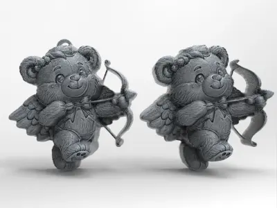 teddy love wings  3D print model