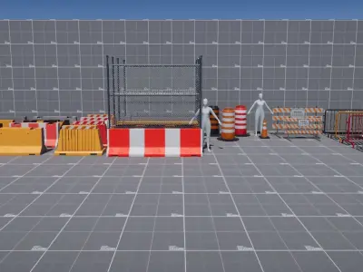 Traffic Barriers and Barricades URP HDRP Low-poly 3D model
