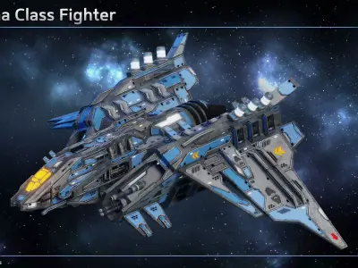 Spaceship Fighter Piranha Low-poly 3D model