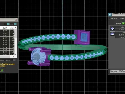 Open End Light Weight Princess Round Stone Band Ring 3D print model