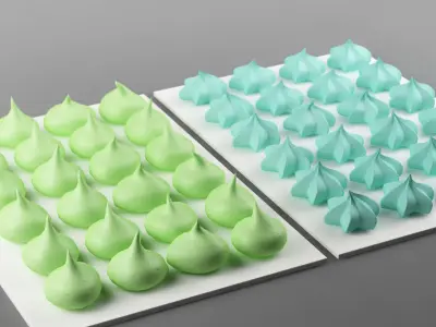 Cake 16 meringues 3D model