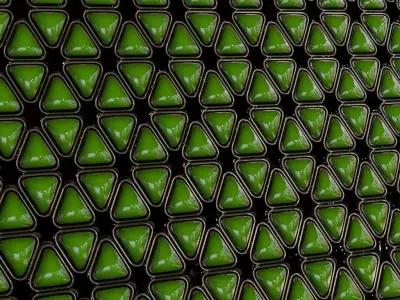 Green Padded Triangular Sci-Fi Wall Panel PBR Seamless Texture