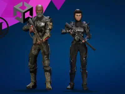 ExoSoldiers 01 Low-poly 3D model