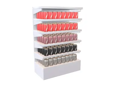 Canned Drinks On Shelf v1 001 Low-poly 3D model