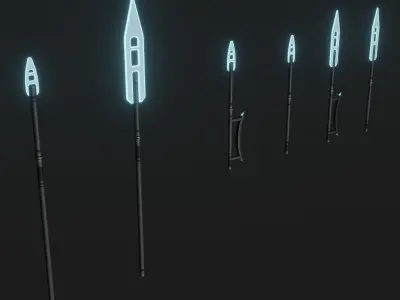 Sci-fi spears and swords collection pack Low-poly 3D model