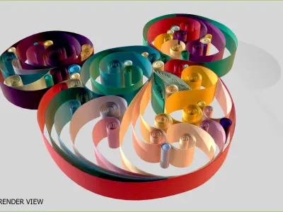 Paper Quilling Art Low-poly 3D model