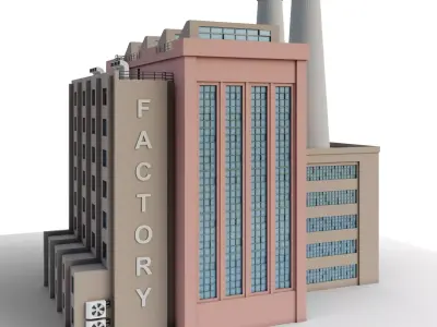 Factory Low-poly 3D model 2