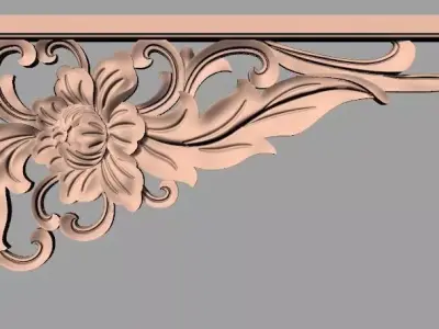 Furniture decorative corner flower 3D STL model for CNC E878 3D model