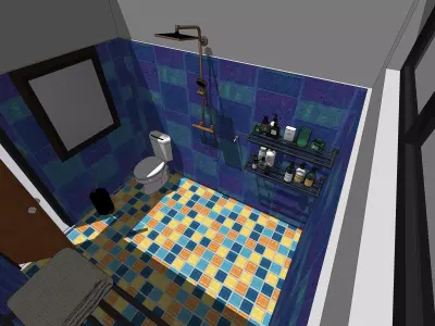 Bathroom set Low-poly 3D model