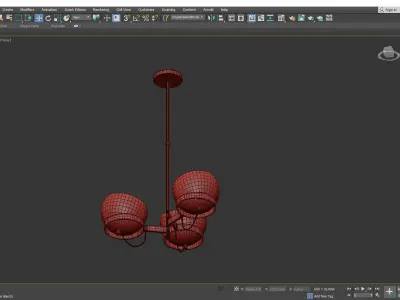 Lightwell Triple Chandelier Low-poly 3D model