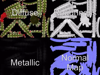 Prickly Cactus Plant model pack Low-poly 3D model