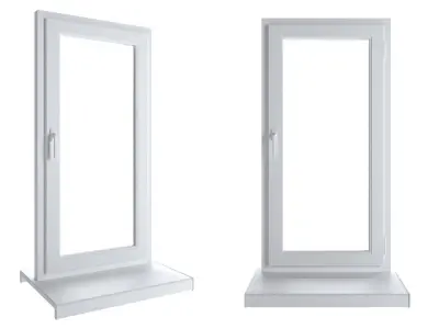 4 types of plastic windows - white 3D model