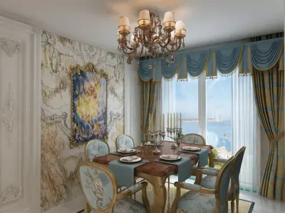 Living and Dining Combo in Empire Style 3D model