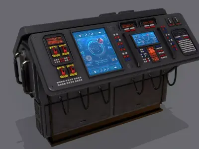 Sci-Fi Computer Control Terminal Low-poly 3D model