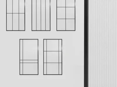 5 Glass partition door Set  9 partition models 3D Model Pack