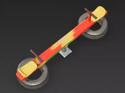 Rainbow Playground Seesaw 3D Model Low-poly 3D model