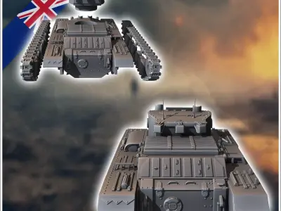 Valentine Mark Mk II infantry tank - UK United WW2 Kingdom Briti 3D print model V1