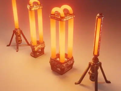 Sci-fi lamp Low-poly 3D model