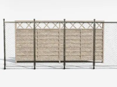 modular fences and walls Low-poly 3D model