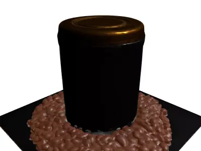 Metal Coffee Canister and Beans Low-poly 3D model