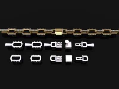 HERMES STYLE DIAMOND TENNIS LINK BRACELET NECKLACE 3D print model