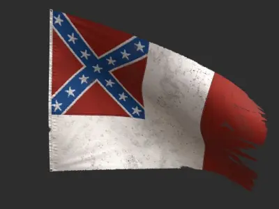 US Flag 3rd National Confederate Low-poly 3D model