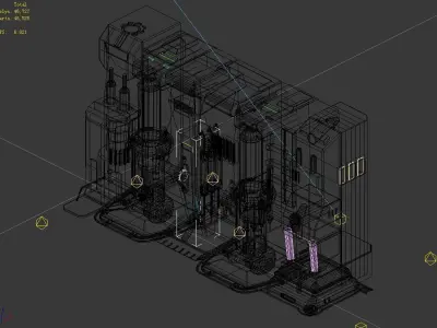 Sci Fi Building-connecting wall 02 3D model