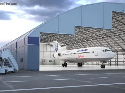  Commercial Airliner Boeing 727-100 Iran Aseman Rigged for Cinema 4D 