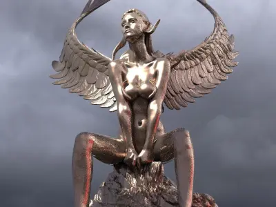 Egyptian goddess on cliffs 3D model