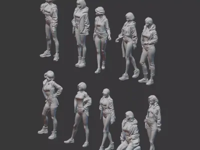 Street style figure set for diorama pack 2 3D print model