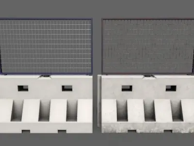 PBR Traffic Barrier White Low-poly 3D model