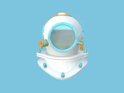 Diving Helmet 09 - Cartoon Blue - Character Design Fashion Low-poly 3D model