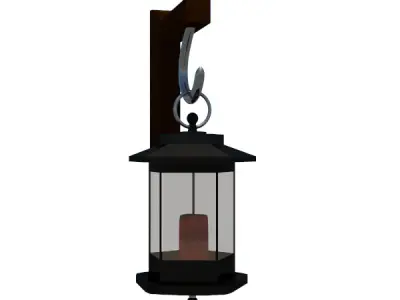 Vintage Hanging Lantern with Candle 3D model