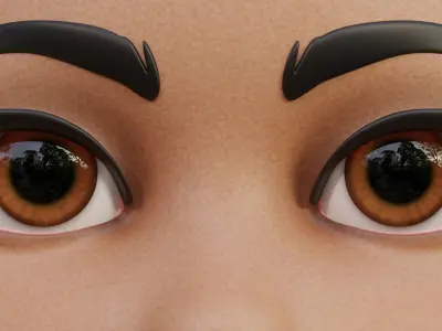 Amber Disney-Style Cartoon Eyes Low-poly 3D model