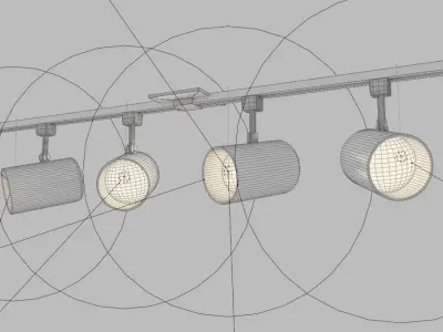 Ceiling Spotlights on Rail for Home Interior - 2 Versions Free 3D model