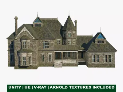 Old Abandoned House07 PBR Unity UE V-Ray Textures Included Low-poly 3D model