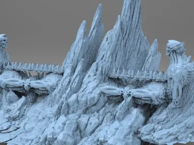 Alien organic Robot statue Mountain Monoliths 3D model