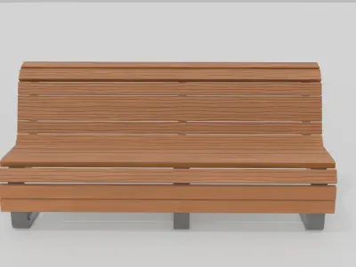 Outdoor Wooden Bench 8 Low-poly 3D model