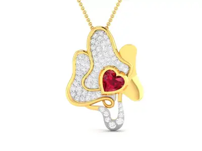 Women Heart Pendant 3DM STL OBJ FBX Render Details 3D print model