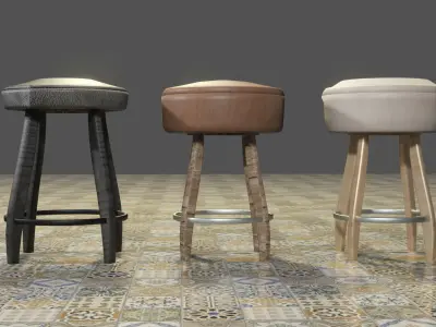Stool furniture Low-poly 3D model