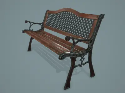 Park Bench Low-poly 3D model 6